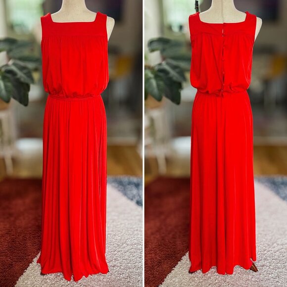 Vintage 1970s Ayres Unlimited Red Maxi Dress | Greek Goddess | Size 10 - Picture 1 of 16